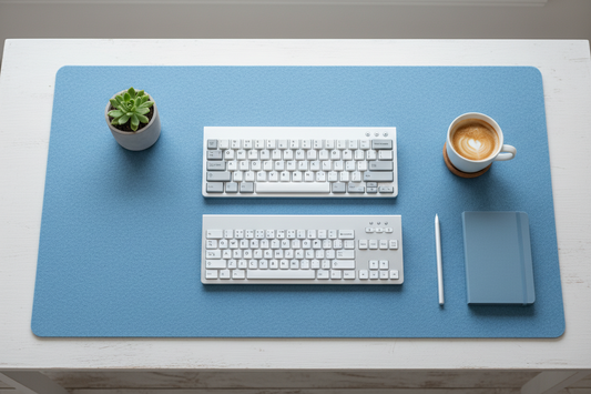 Premium Gray Desk Mat — Waterproof PU Leather, Non-Slip
