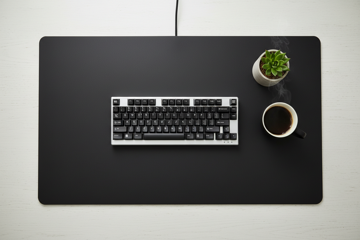 Premium Gray Desk Mat — Waterproof PU Leather, Non-Slip