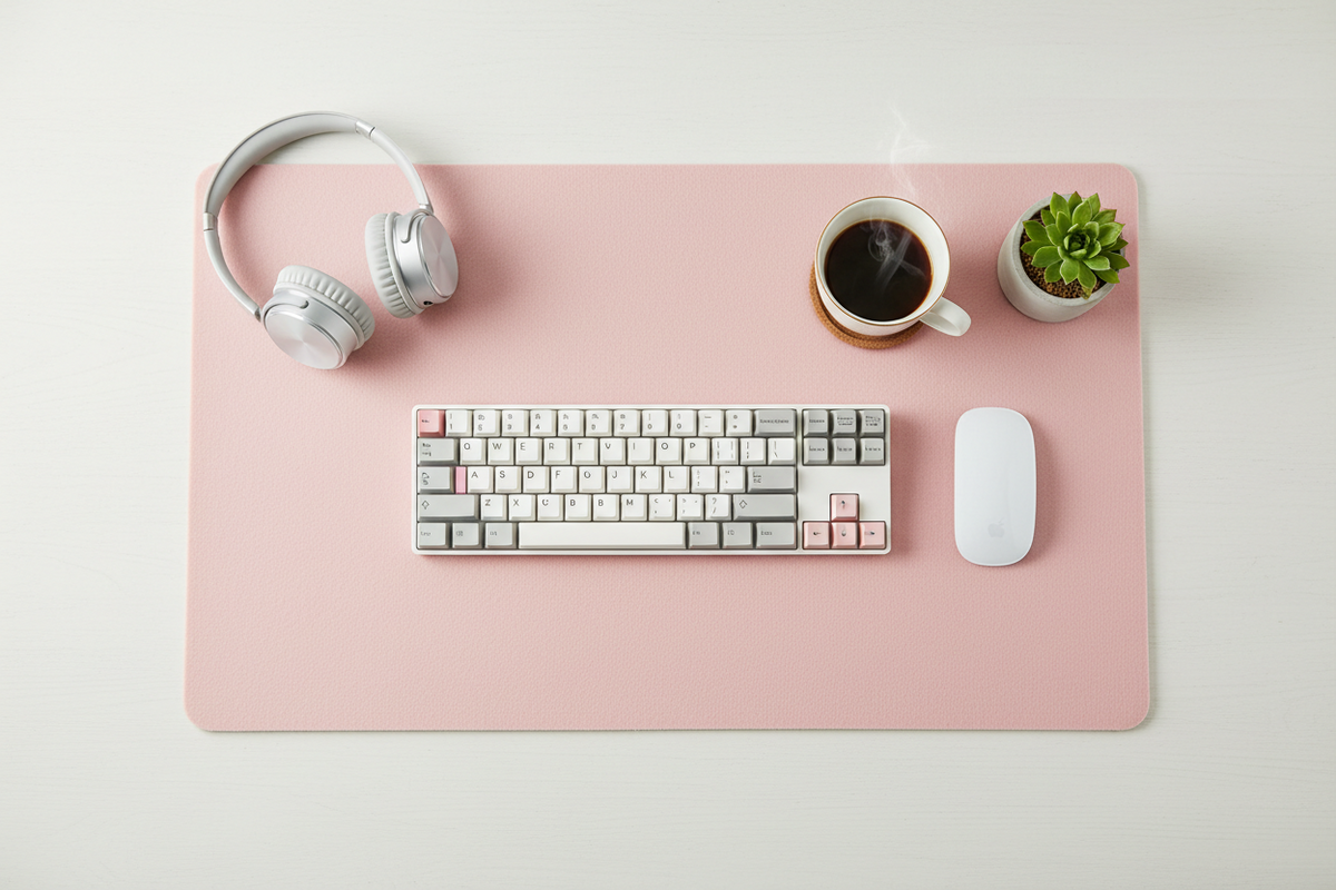 Premium Gray Desk Mat — Waterproof PU Leather, Non-Slip